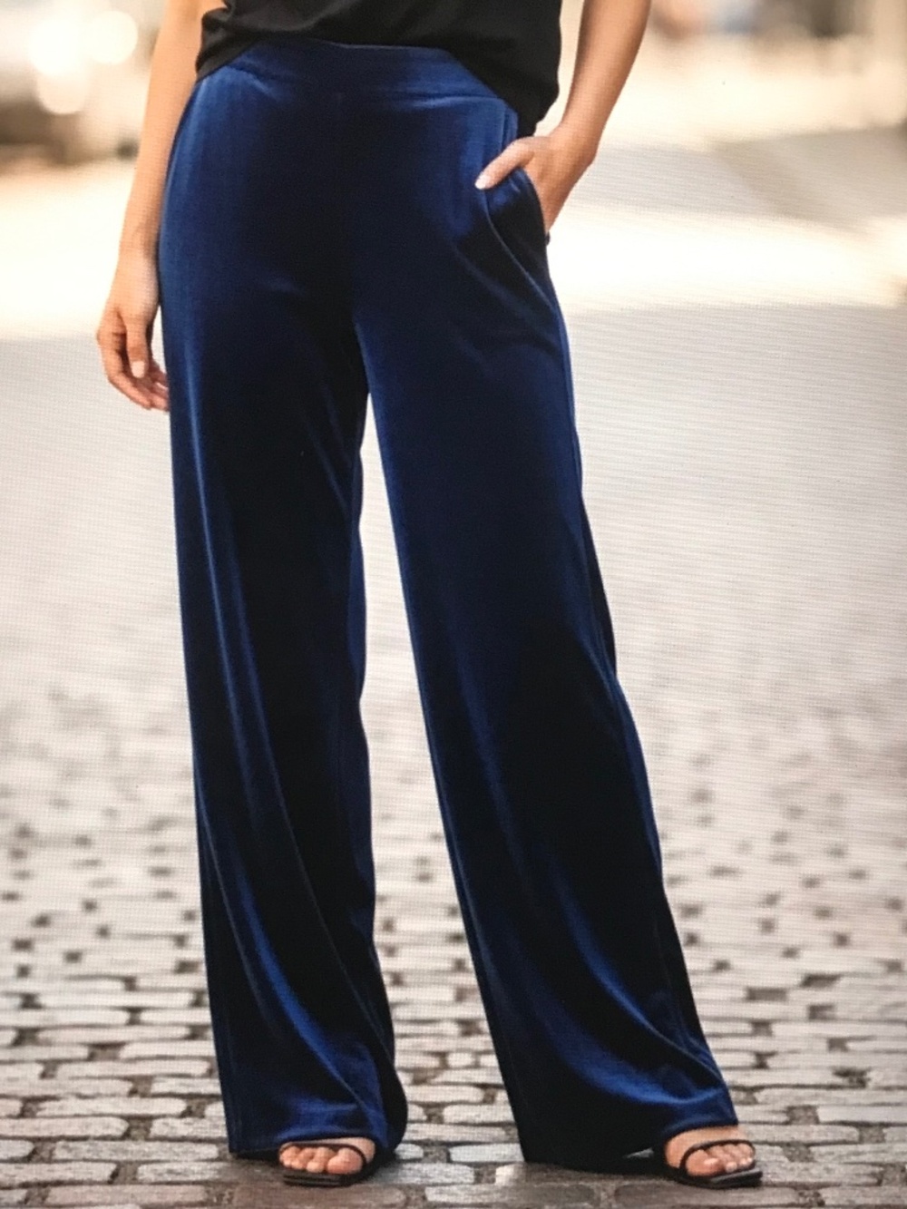 BLANK NYC Velvet Wide Leg Pants Blue NWT Women’s Size X-Large